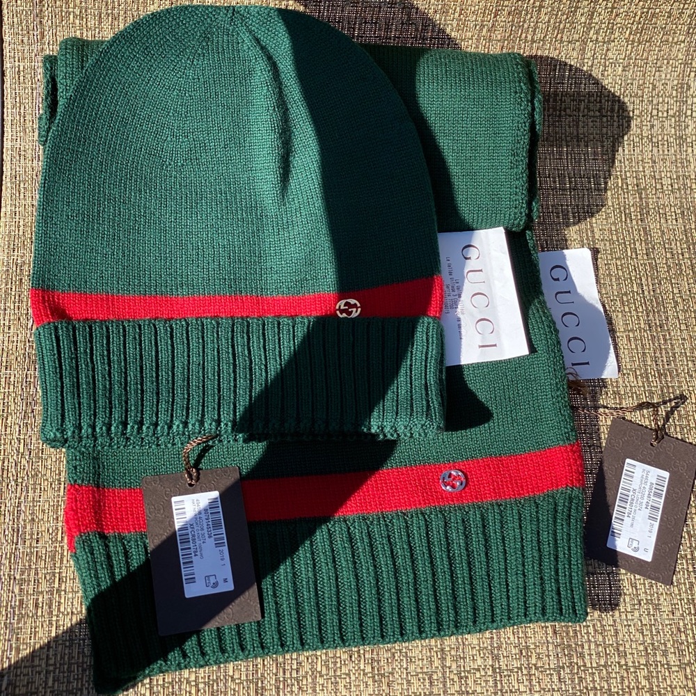💥SOLD💥 GUCCI Wool Guccissima Scarf & Beanie